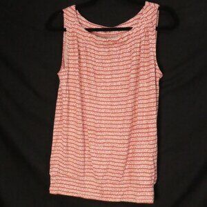 ANN TAYLOR LOFT  Pink White Geometric Sleeveless Tank Top Blouse XS extra small